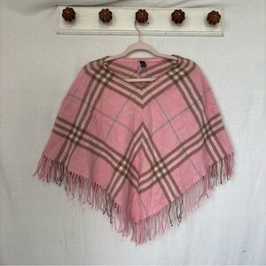 Burberry Cashmere Pink Plaid Poncho